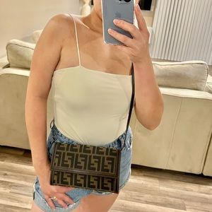 100% FENDI MULTI POCKET SMALL WALLET CROSSBODY